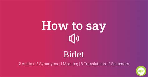 How to Pronounce bidet .